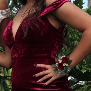 Wine red prom dress